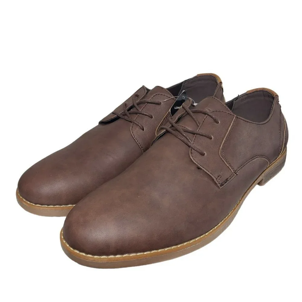 London Fog Mens Bradford 2 Brown Lace Up Derby Oxford Dress Shoes Sz 13